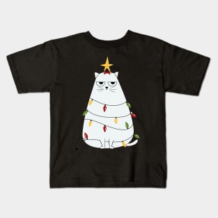 Christmas Crazy Cool Funny Cat Merry Fluffmas Kids T-Shirt